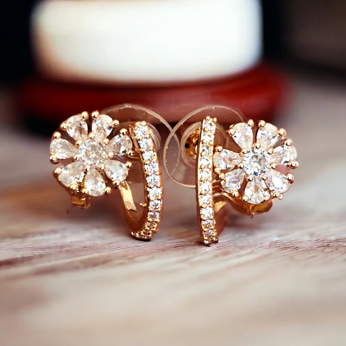 rose gold floral earring