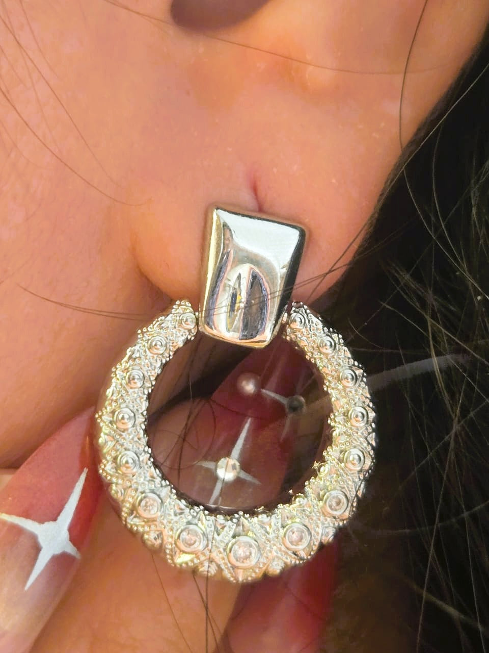 Crystal Hopp  Earring(Rose gold & White)