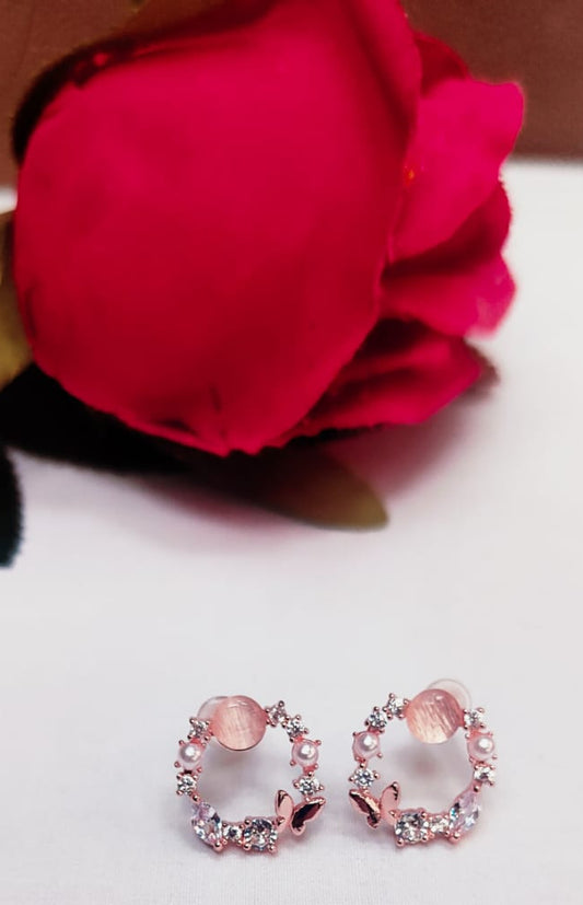 Silver rose gold drop Earring