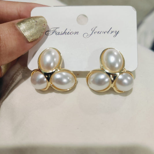 Vintage Triple Faux Pearl Earrings