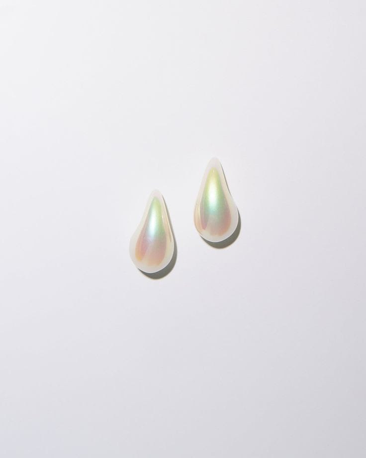 white tear drop earrings