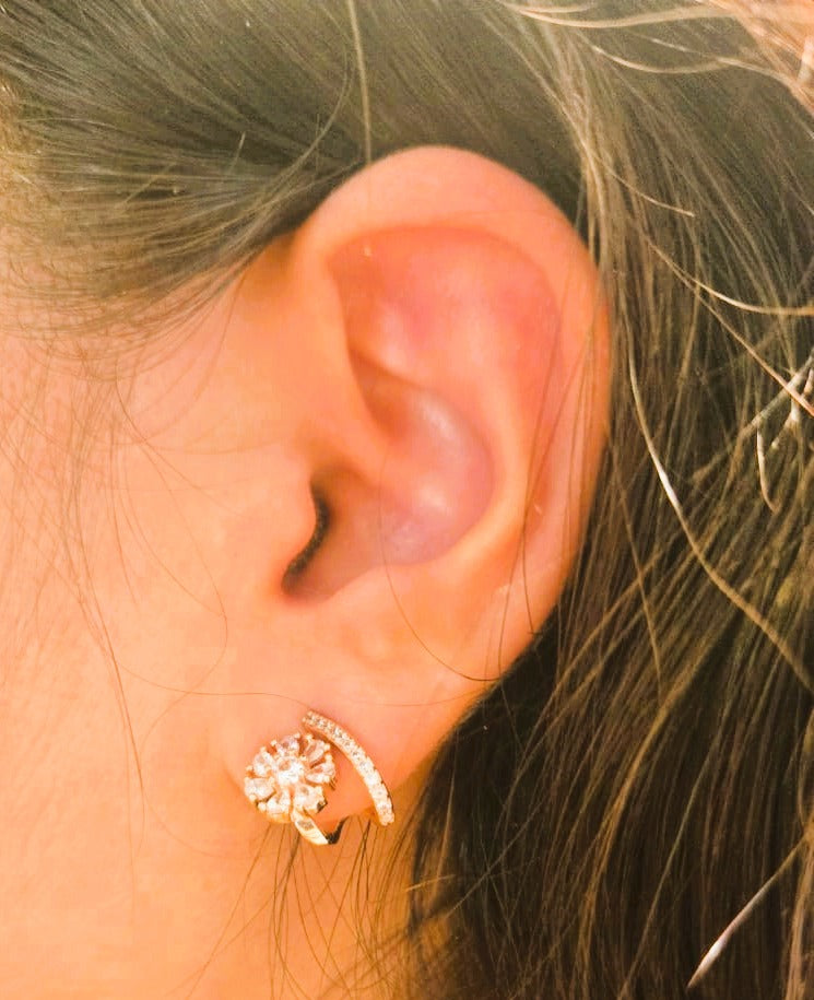 rose gold floral earring